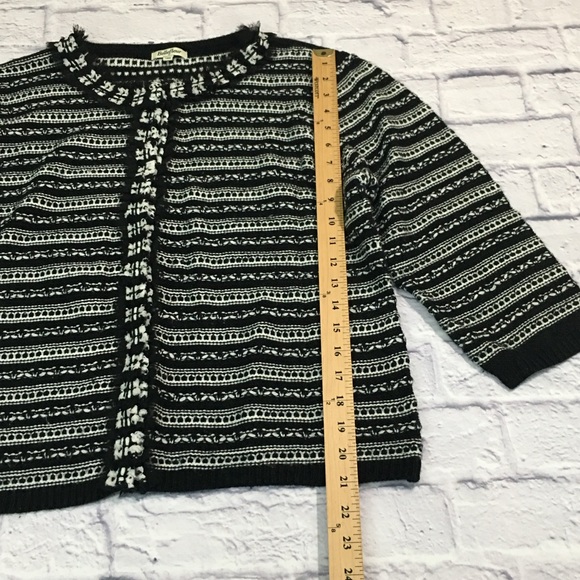 BELLEFLEUR Chiffon Trim Knit Striped Snap Down Cardigan Sweater - Women’s XL - Picture 4 of 14
